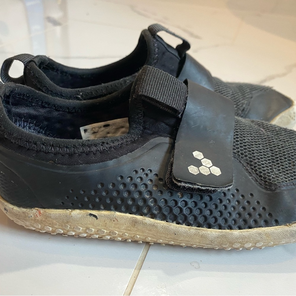 VIVObarefoot Kids Black Slip-On Athletic Shoes with Hook-and-Loop Strap